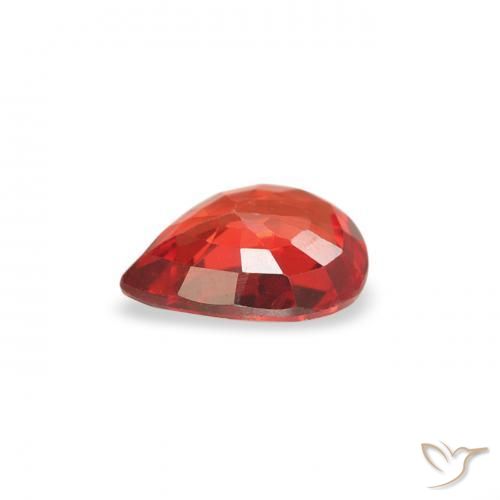 Safira vermelho médio Natural 0.37ct, Formato de pêra, VS