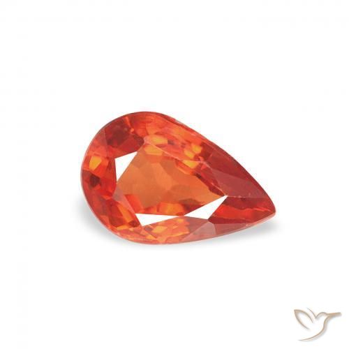 Safira laranja avermelhado Natural 0.50ct, Formato de pêra, VS