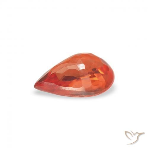 Safira laranja avermelhado Natural 0.50ct, Formato de pêra, VS