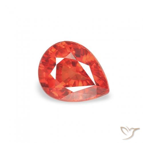 Safira Fogo vermelho Natural 0.48ct, Formato de pêra, VS