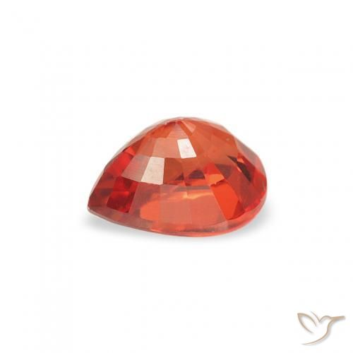 Safira Fogo vermelho Natural 0.48ct, Formato de pêra, VS