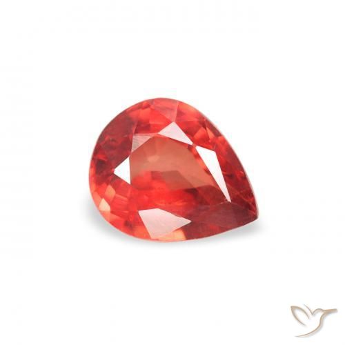 Safira vermelho intenso Natural 0.41ct, Formato de pêra, VS