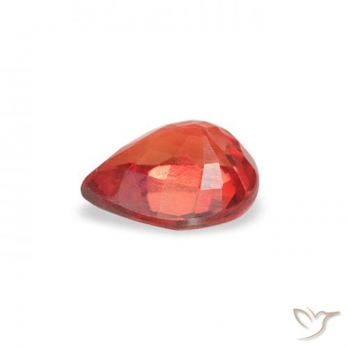Safira vermelho intenso Natural 0.41ct, Formato de pêra, VS