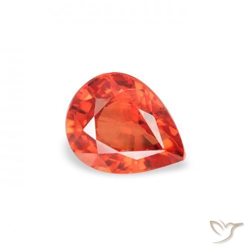 Safira vermelho intenso Natural 0.46ct, Formato de pêra, VS