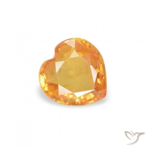 Safira Laranja Médio Natural 0.38ct, Coração, VVS