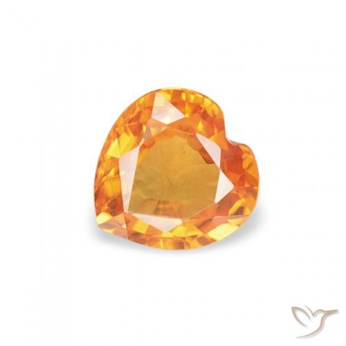 0.41ct Natural Laranja Médio Safira, Coração, VVS