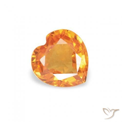 Safira Laranja Médio Natural 0.41ct, Coração, VVS