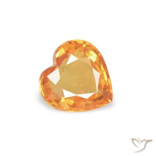 Safira Laranja Médio Natural 0.40ct, Coração, VVS