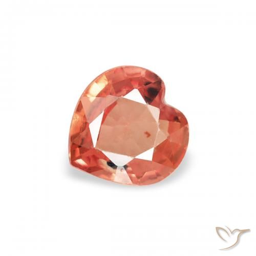 0.30ct Natural Laranja Vermelho Safira, Coração, VS