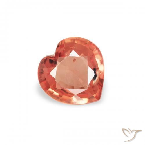 Safira Laranja Vermelho Natural 0.30ct, Coração, VS