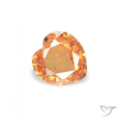 Safira Laranja brilhante Natural 0.33ct, Coração, VS