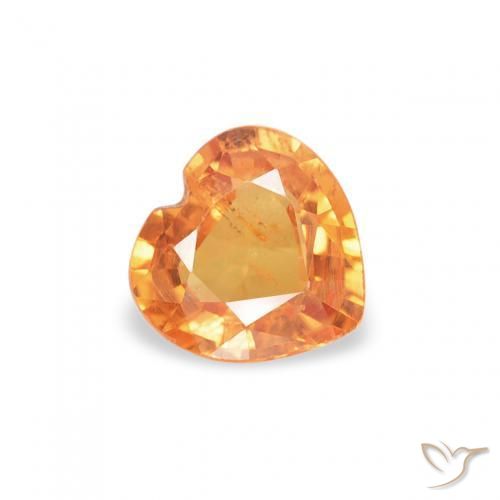 Safira Laranja brilhante Natural 0.37ct, Coração, VS