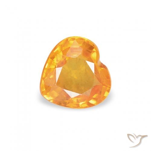 0.42ct Natural Laranja Médio Safira, Coração, VS