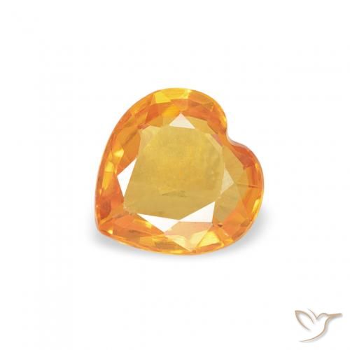 0.39ct Natural Laranja Médio Safira, Coração, VS