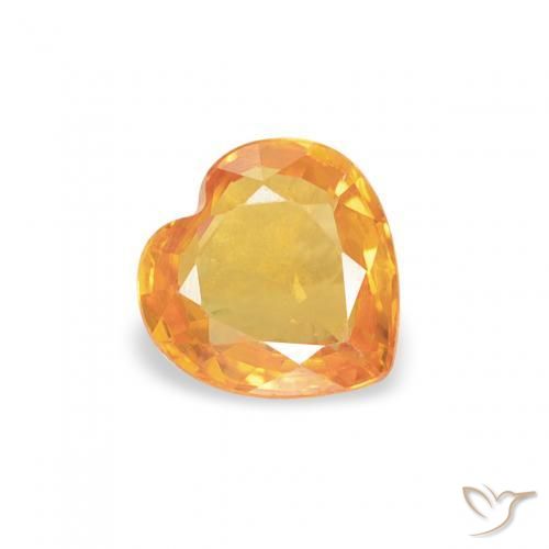 Safira Laranja Médio Natural 0.39ct, Coração, VS