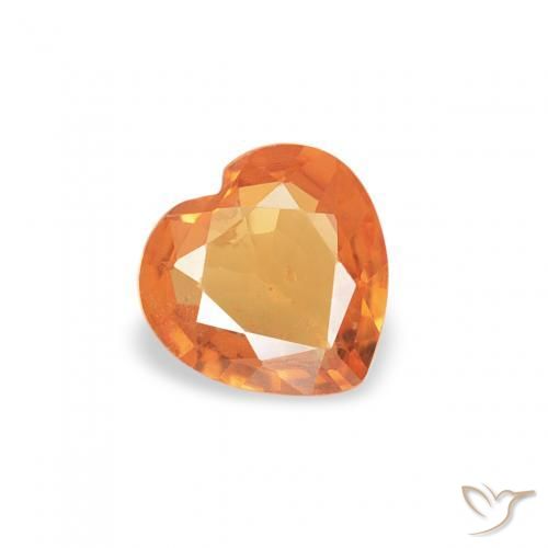 0.30ct Natural damasco laranja Safira, Coração, VS