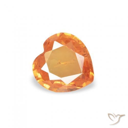 Safira Laranja brilhante Natural 0.35ct, Coração, VS