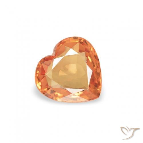 Safira Laranja brilhante Natural 0.38ct, Coração, VS