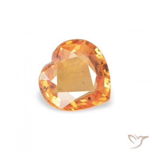 Safira Laranja Profundo Natural 0.41ct, Coração, VS