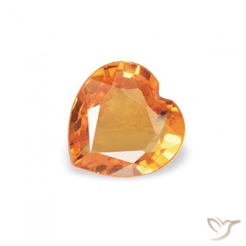 0.39ct Natural damasco laranja Safira, Coração, VS