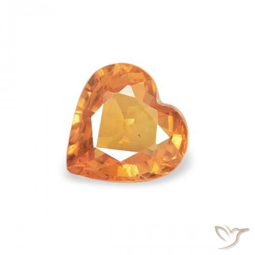 0.35ct Natural damasco laranja Safira, Coração, VS