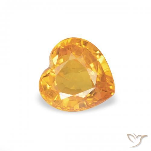Safira Medium Light-Orange Natural 0.43ct, Coração, VS