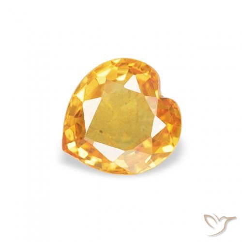 0.43ct Natural Laranja Dourado Profundo Safira, Coração, VVS-VS