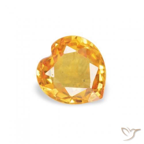 Safira Laranja Dourado Profundo Natural 0.43ct, Coração, VVS-VS