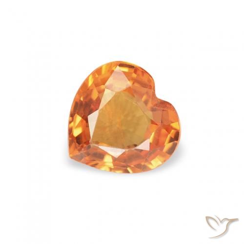 Safira Laranja brilhante Natural 0.37ct, Coração, VVS-VS