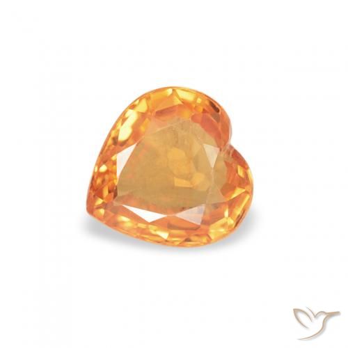 0.39ct Natural Laranja Profundo-Ouro Safira, Coração, VVS-VS