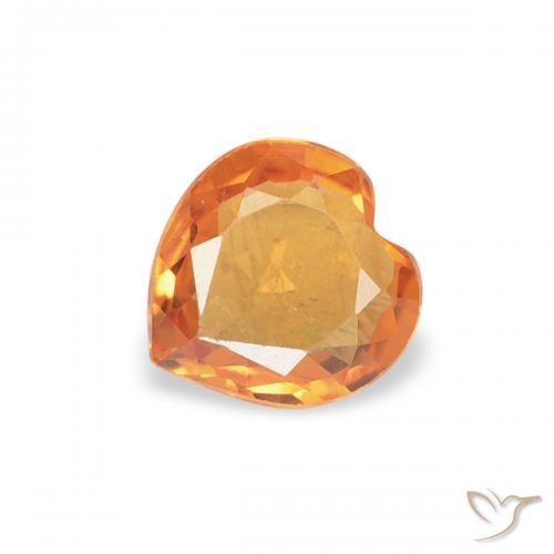 0.35ct Natural Laranja Profundo Safira, Coração, VVS-VS