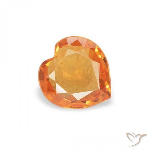 Safira Laranja Profundo Natural 0.35ct, Coração, VVS-VS