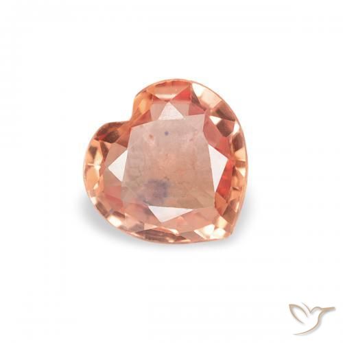 Safira laranja avermelhado Natural 0.33ct, Coração, VVS-VS
