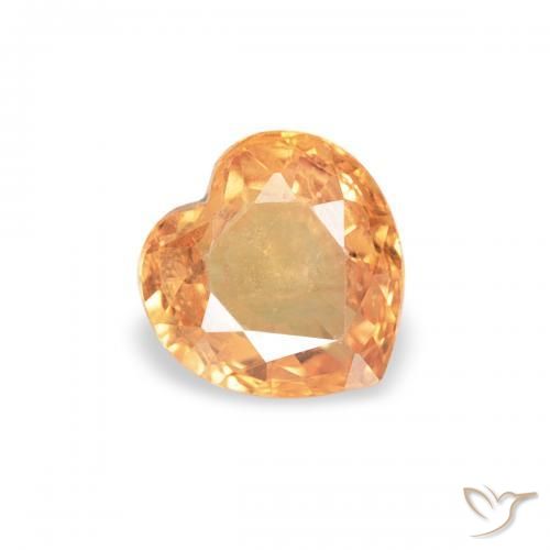 Safira Laranja Intenso Natural 0.42ct, Coração, VS