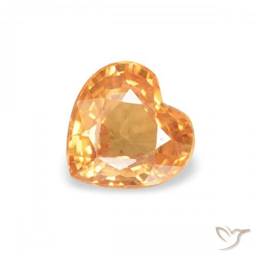 0.45ct Natural Laranja brilhante Safira, Coração, VS