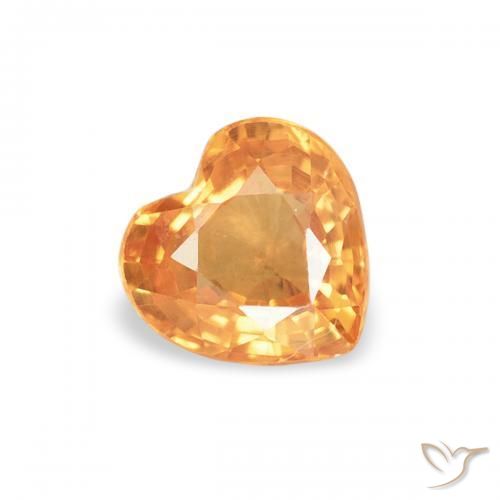 Safira Laranja brilhante Natural 0.45ct, Coração, VS