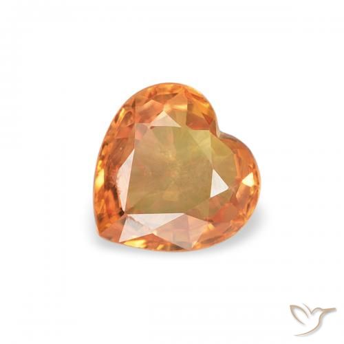 0.40ct Natural Laranja Profundo Safira, Coração, VS