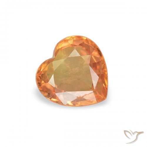 Safira Laranja Profundo Natural 0.40ct, Coração, VS