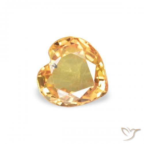 Safira Laranja brilhante Natural 0.37ct, Coração, VS