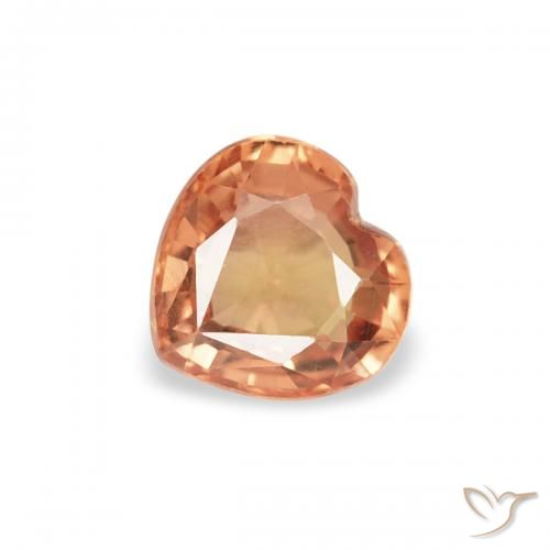 0.40ct Natural laranja avermelhado Safira, Coração, VVS-VS