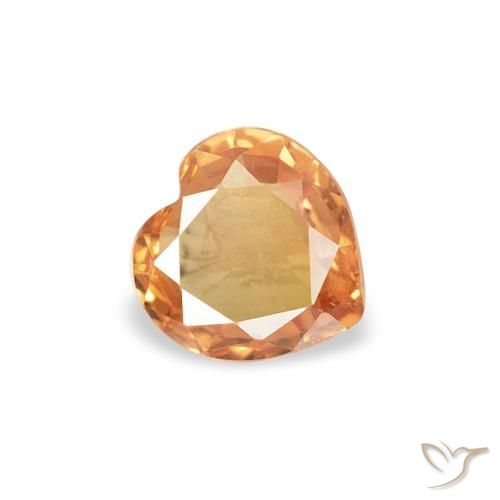 Safira Laranja brilhante Natural 0.38ct, Coração, VVS-VS