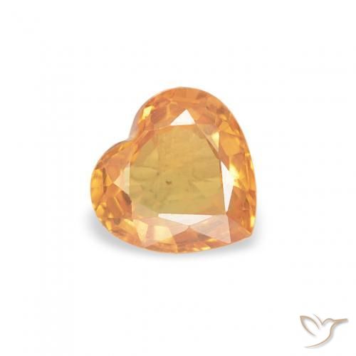 Safira Laranja Intenso Natural 0.41ct, Coração, VVS-VS