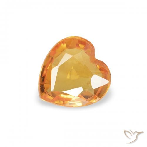 0.36ct Natural Laranja Médio Safira, Coração, VS