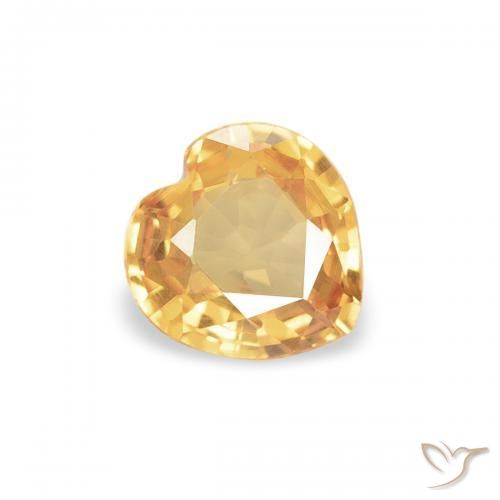 0.33ct Natural Laranja claro-dourado Safira, Coração, VVS-VS