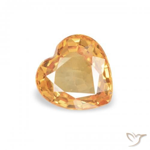 Safira Laranja Médio Natural 0.45ct, Coração, VVS-VS