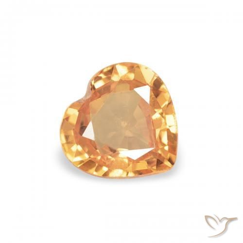 Safira Laranja Médio Natural 0.37ct, Coração, VVS-VS