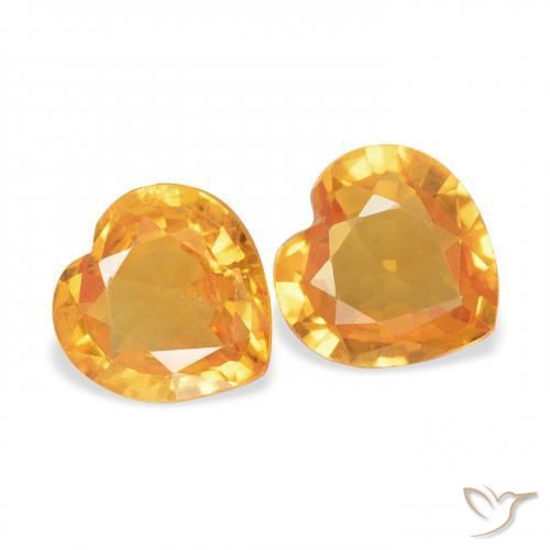 Pedras preciosas de Safira Laranja Médio natural de 0.71 ct, Coração, VVS-VS