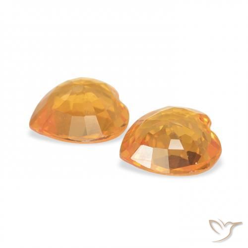 Pedras preciosas de Safira Laranja Médio natural de 0.71 ct, Coração, VVS-VS
