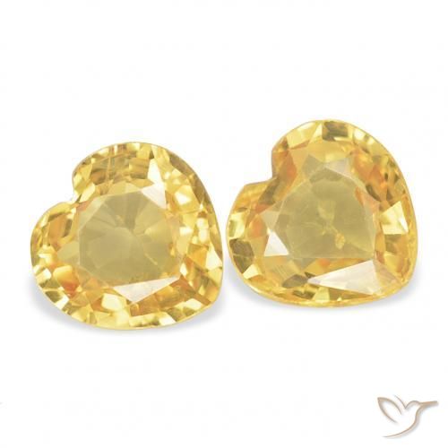 Pedras preciosas de Safira Dourado médio natural de 0.76 ct, Coração, VVS-VS