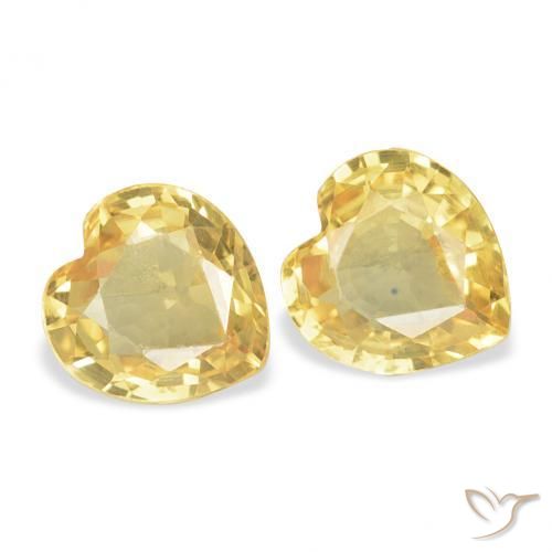 Pedras preciosas de Safira Dourado médio natural de 0.73 ct, Coração, VS